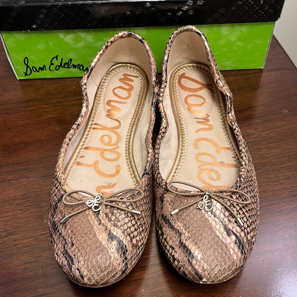 Sam Edelman Felicia Ballet Flats in Brown Snake Print Leather